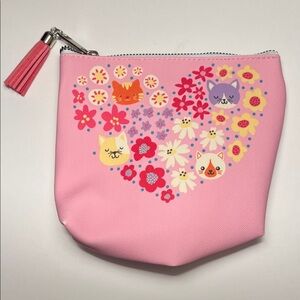 Pink Cat Print Cosmetic Bag